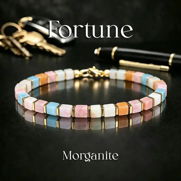 Morganite Square Bead Bracelet