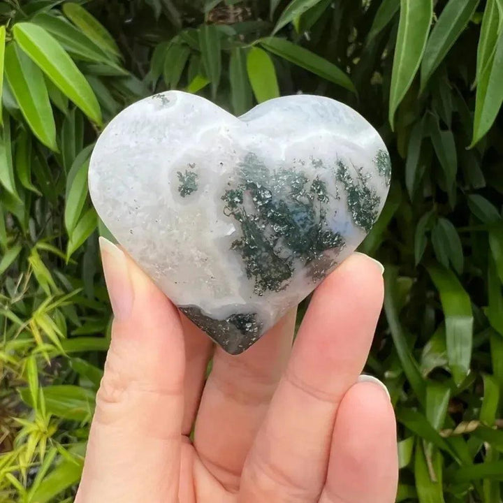 Moss Agate Crystal Heart