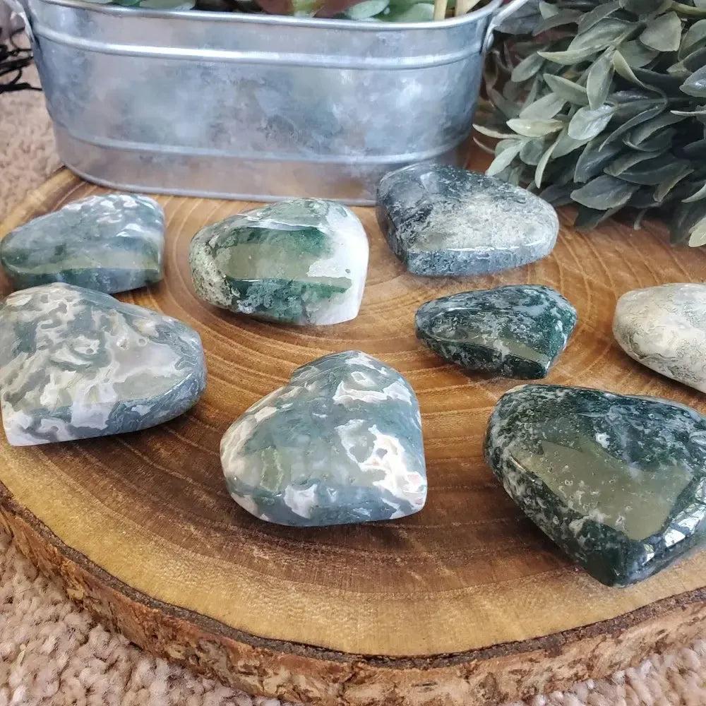 Moss Agate Crystal Heart