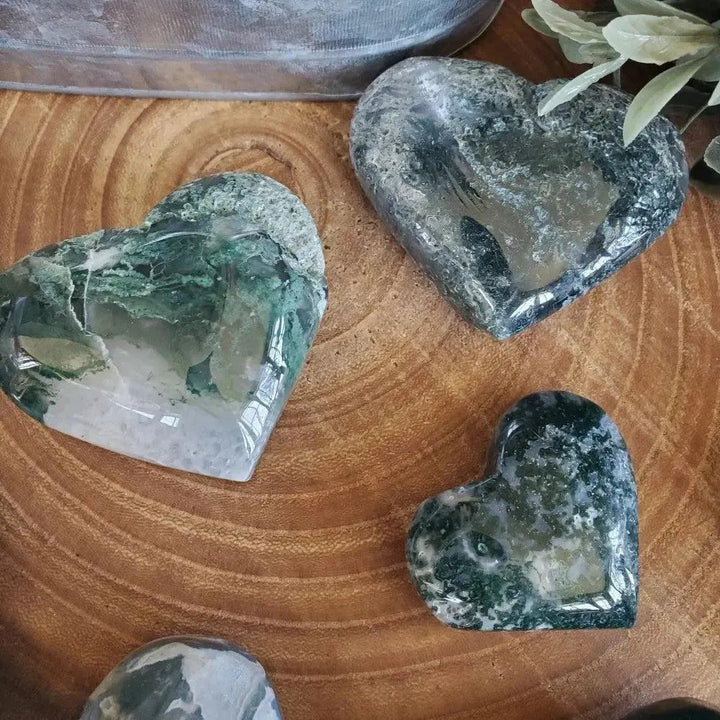 Moss Agate Crystal Heart