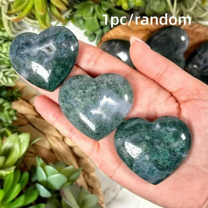 Moss Agate Crystal Heart