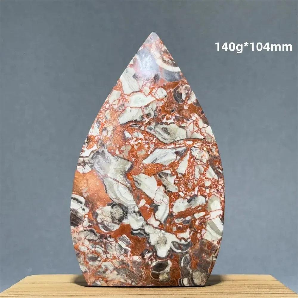 Red and white freeform jasper torch, 140g, 104mm, from Crystal Destiny.