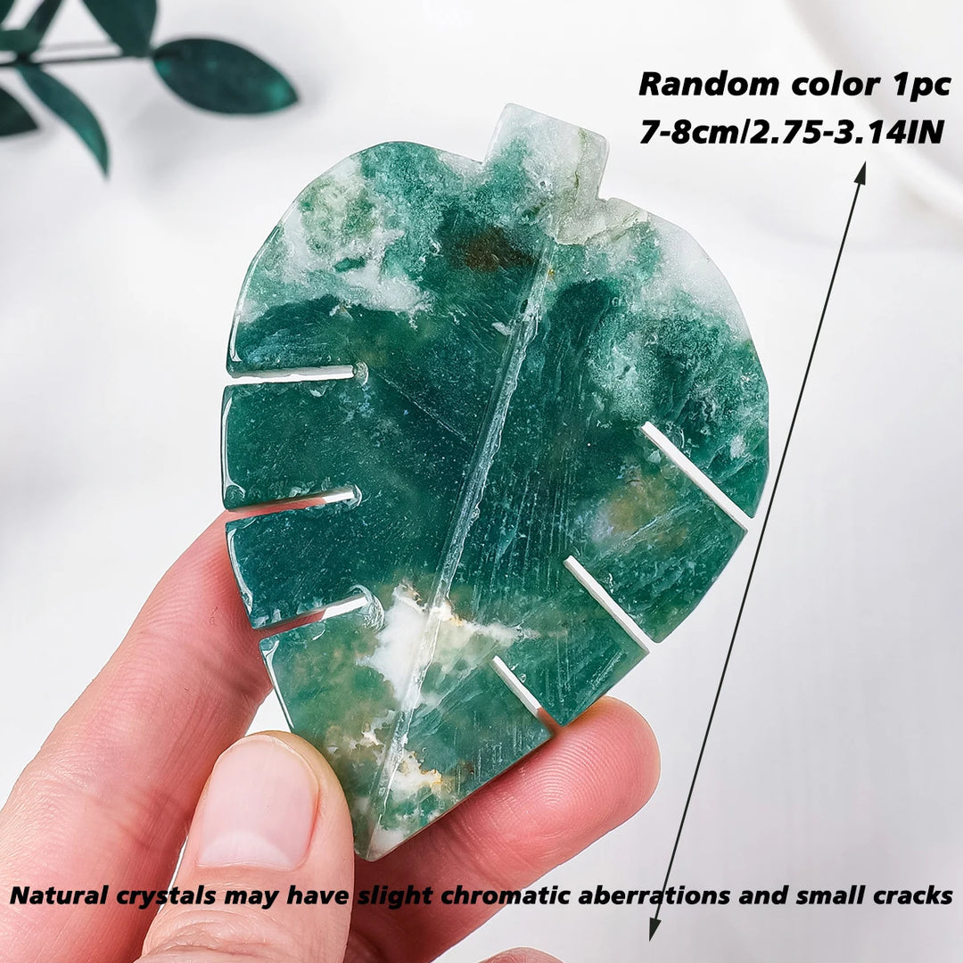 Moss Agate Leaf Carving