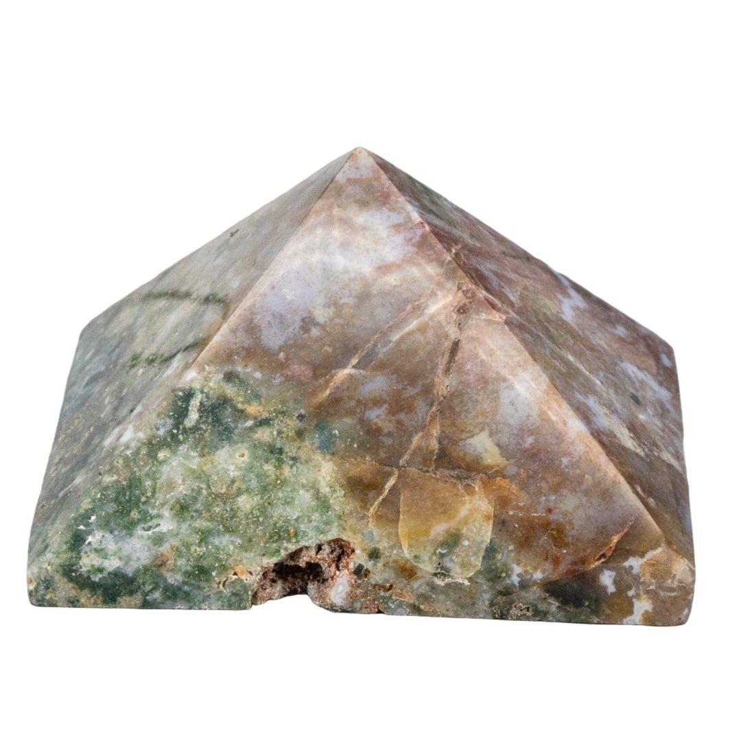 Moss Agate Pyramid-Pyramids-Crystal Destiny-Moss Agate-448g - 3.50"L x 3.50"W-Crystal Destiny