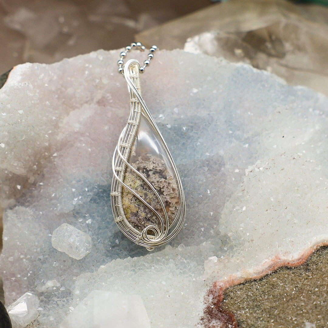 Moss Agate Wire Wrap Pendant, 2.25 Inch, Heart Chakra Growth-Wire Wraps-Crystal Destiny-Moss Agate-2.25"-Crystal Destiny