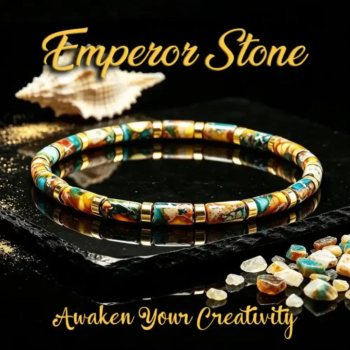 Multicolor Imperial Jasper Stone Barrel Bead Bracelet