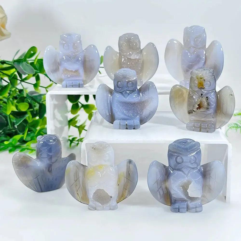 Natural Agate Animal Crystal Carving | Turtle, Penguin, Unicorn & Owl