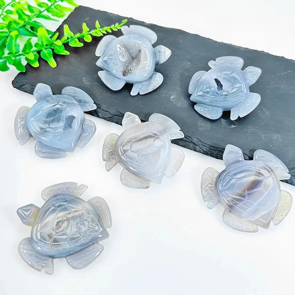 Natural Agate Animal Crystal Carving | Turtle, Penguin, Unicorn & Owl