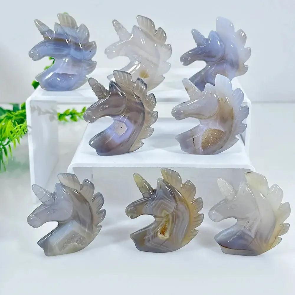Natural Agate Animal Crystal Carving | Turtle, Penguin, Unicorn & Owl