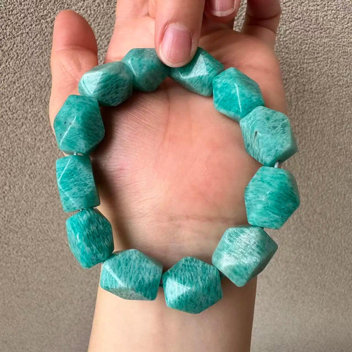 AAAA NEW Natural Blue Amazonite Irregular Bracelet, about 12x16mm gemstone beads, perfect Christmas Gift.