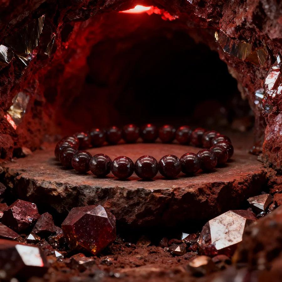 Original Tree Agate Bracelet with deep red natural stone beads, promoting healing and spiritual balance.
