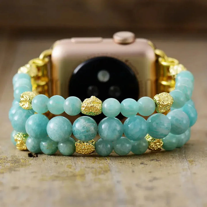 Natural Crystal Apple iWatch Band in 4 Materials-Bands-Ali-Amazonite-Large-Apple 42-49MM Plate-Crystal Destiny