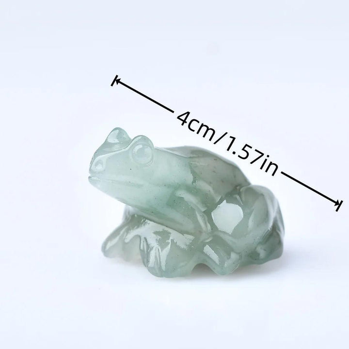 Xiuyan Jade Natural Crystal Carved Frog Figurine, 4cm, symbolizing transformation, abundance, and renewal.