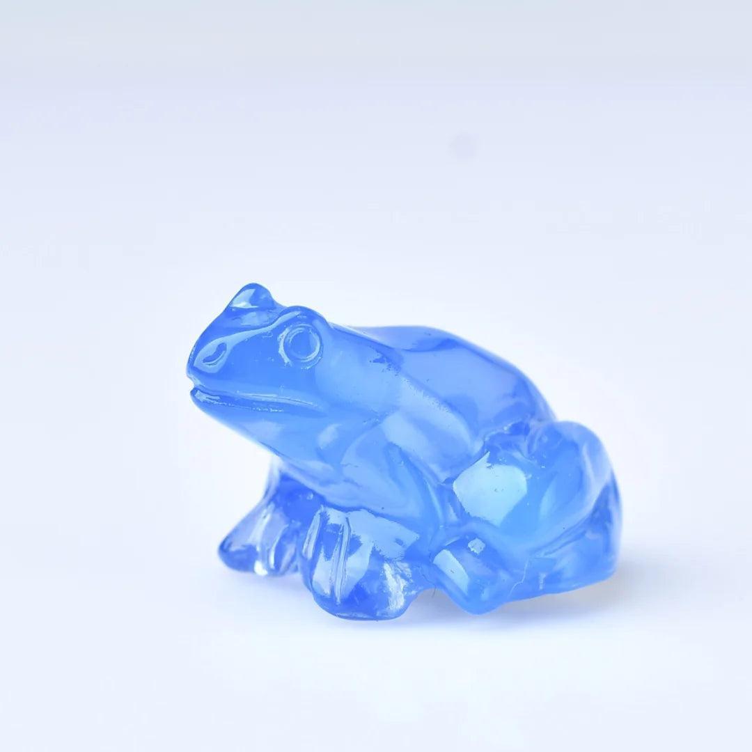Vibrant blue opal crystal frog figurine, a symbol of transformation and renewal, perfect for abundance and healing.