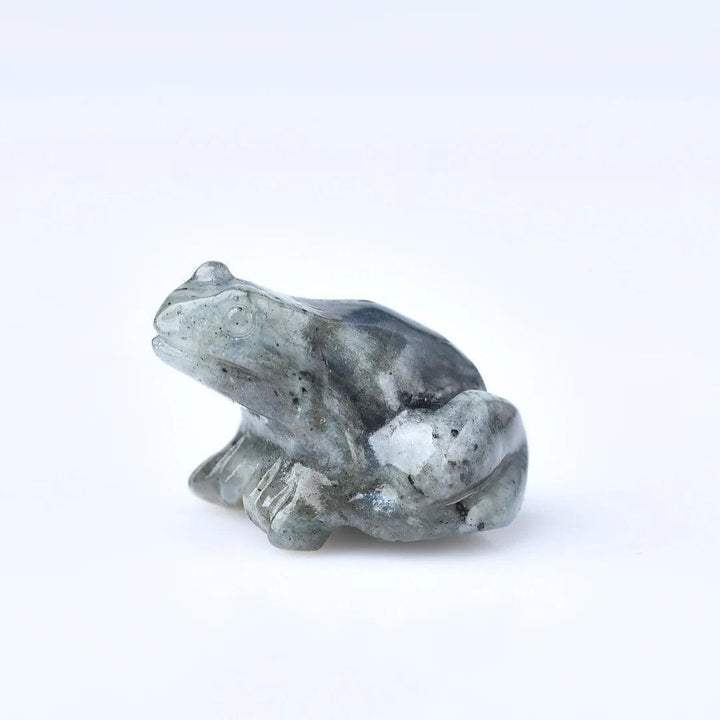 Labradorite Natural Crystal Carved Frog Figurine, a symbol of transformation and protection.