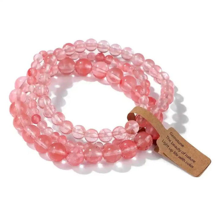 3-Piece Natural Stone Beaded Bracelet Set with rhodonite for emotional healing and compassion.