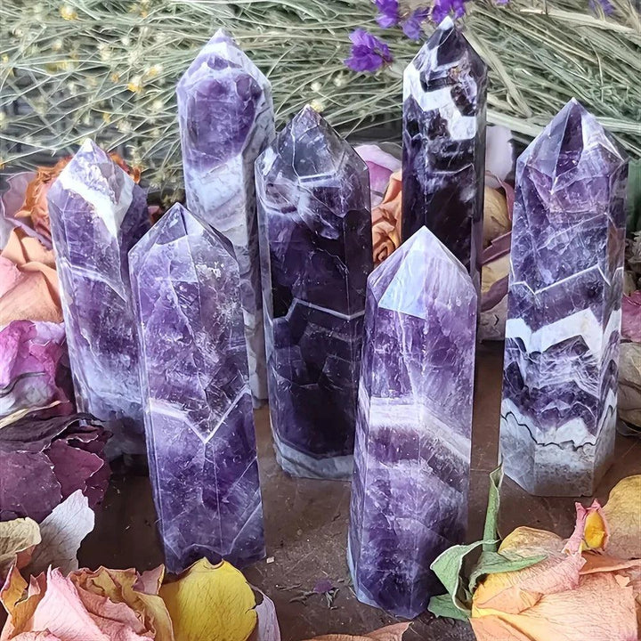 15cm Natural Amethyst Single Pointed Hexagonal Prism Crystal Wand Big Size Lapis Lazuili Tower Home Decoration Labradorite Craft