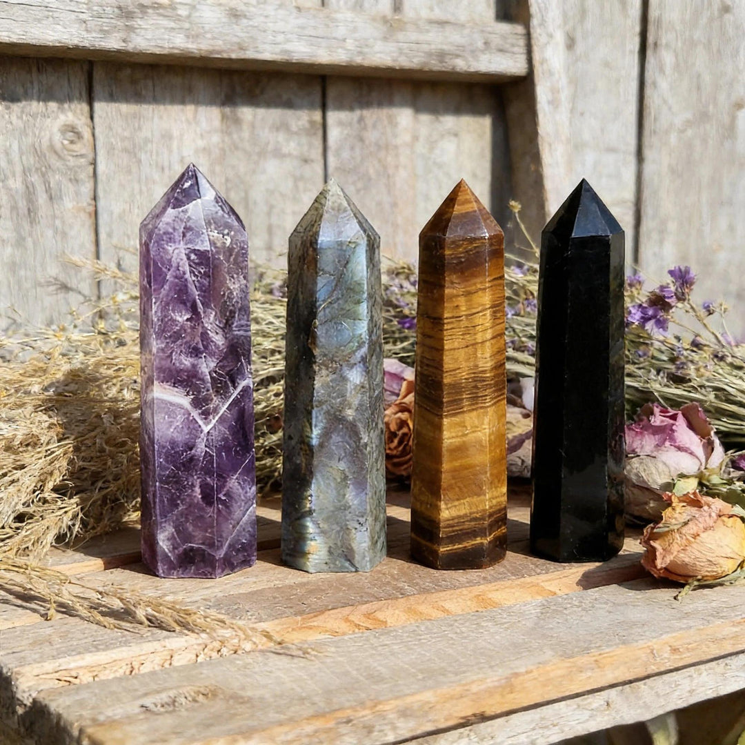 15cm Natural Amethyst Single Pointed Hexagonal Prism Crystal Wand Big Size Lapis Lazuili Tower Home Decoration Labradorite Craft