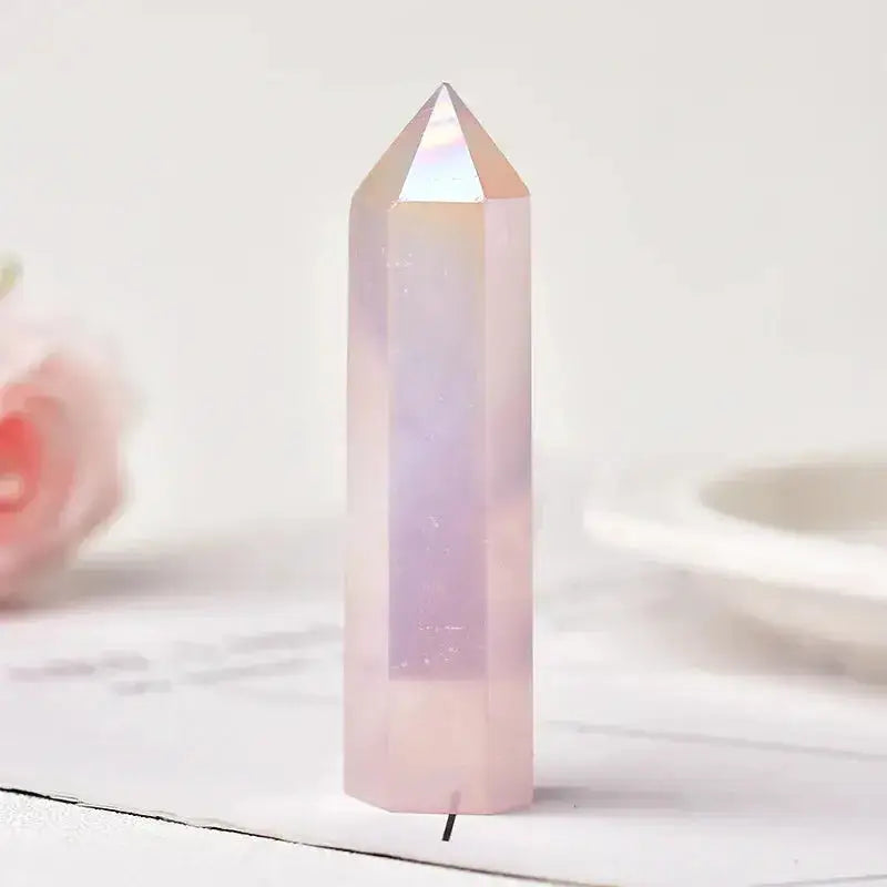 Natural Crystal Towers In 36 Materials 70-80mm-Towers-Ali-Aura Rose Quartz-70-80mm-Crystal Destiny