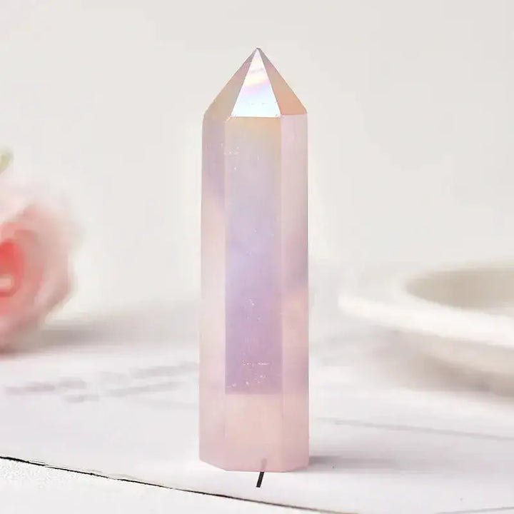 Natural Crystal Towers In 36 Materials 70-80mm-Towers-Ali-Aura Rose Quartz-70-80mm-Crystal Destiny