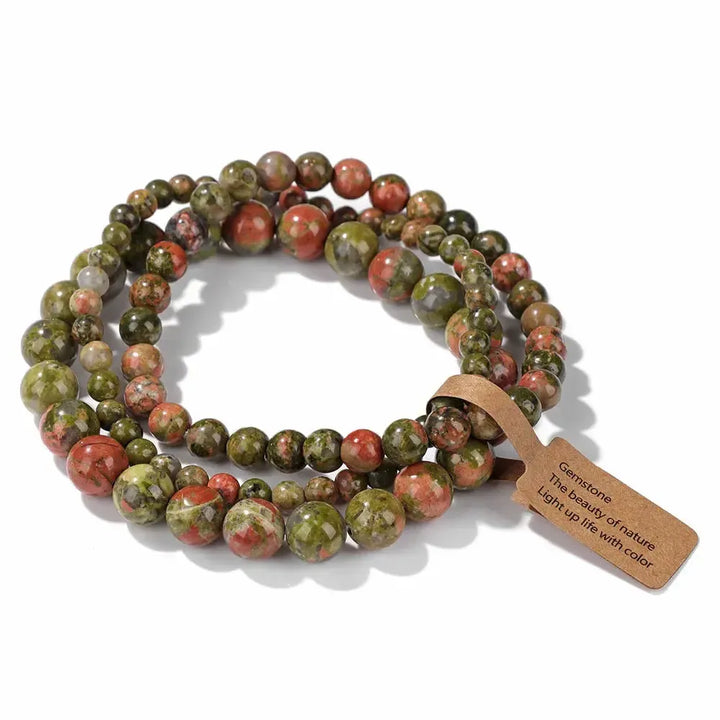 Natural Crystals Beaded Bracelet Sets 3-Piece-Bracelets-Ali-Unakite-21cm-Crystal Destiny