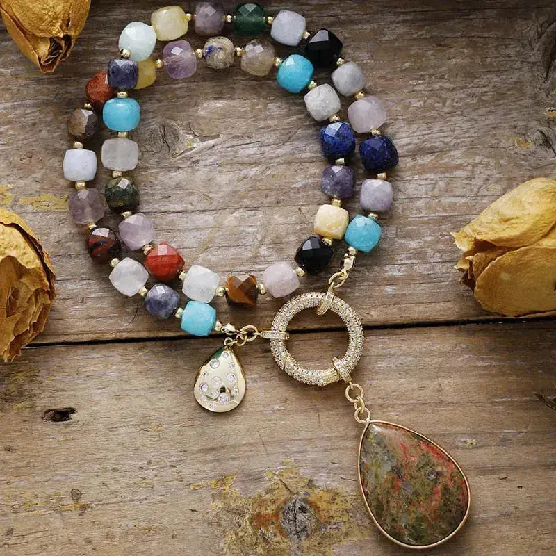 Natural Crystals Pendant Necklaces-Necklaces-Ali-Chakra-~ 17.5 Inches-Crystal Destiny