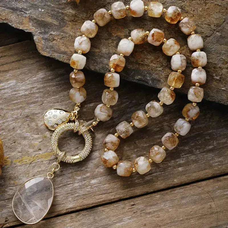 Natural Crystals Pendant Necklaces-Necklaces-Ali-Ctrine-~ 17.5 Inches-Crystal Destiny