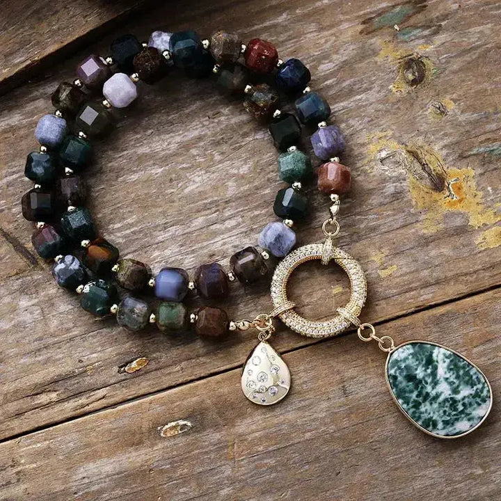 Natural Crystals Pendant Necklaces-Necklaces-Ali-India Agate-~ 17.5 Inches-Crystal Destiny