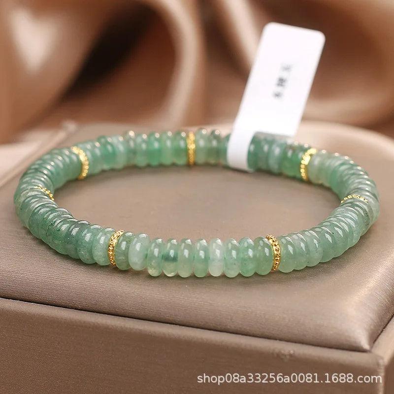Natural Dongling Jade Abacus Beads Bracelet, green fresh Chinese style, luxury handstring for women.