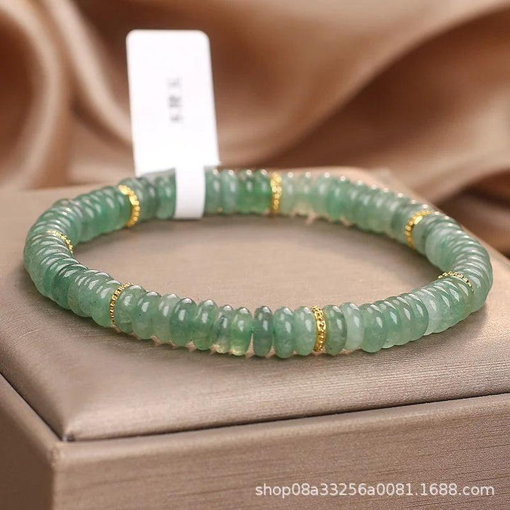 Natural Dongling Jade Abacus Beads Bracelet, green fresh Chinese style crystal, luxury handstring for women.