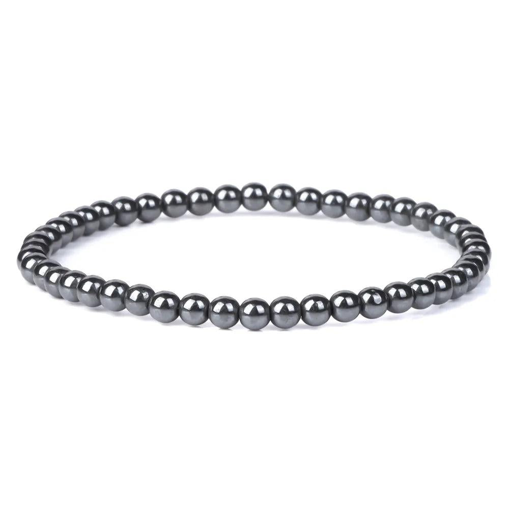 Natural Hematite Bead Bracelet Stretch Bangle Unisex