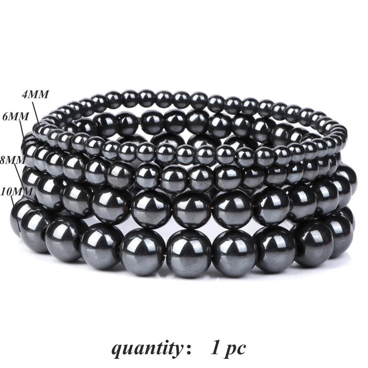 Natural Hematite Bead Bracelet Stretch Bangle Unisex