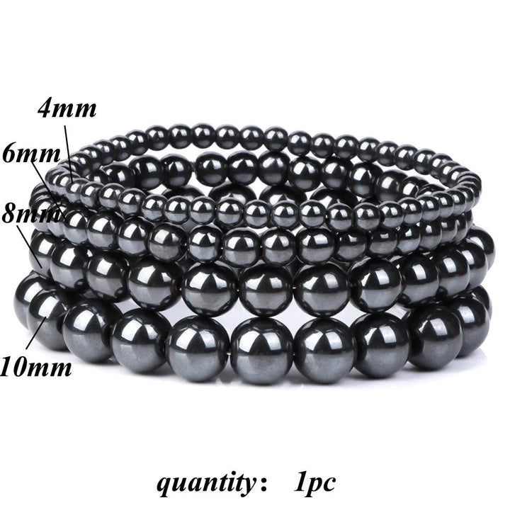 Natural Hematite Bead Bracelet Stretch Bangle Unisex