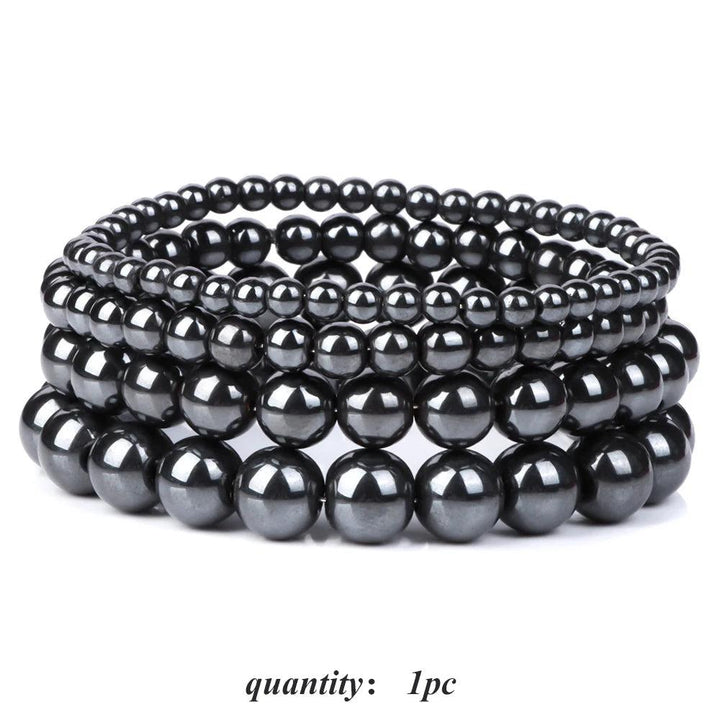 Natural Hematite Bead Bracelet Stretch Bangle Unisex
