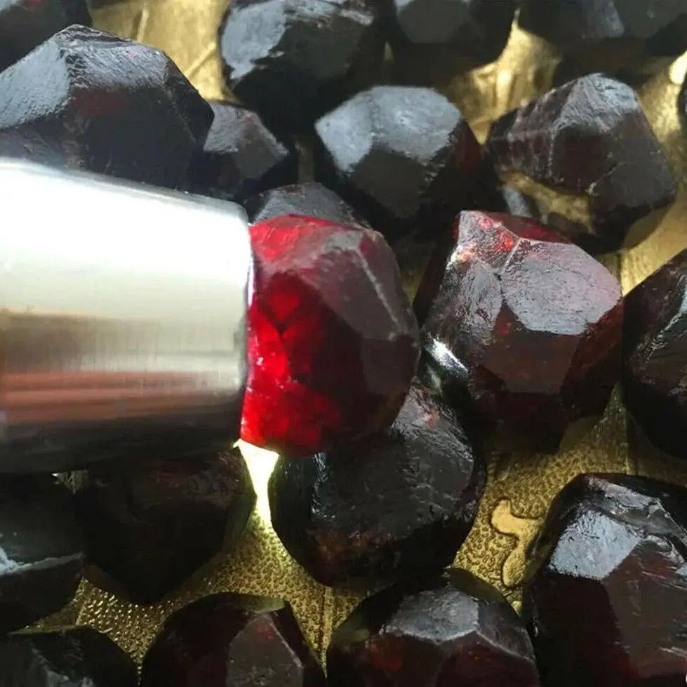 Rough natural red garnet crystal raw stones, perfect for healing minerals and spiritual gifts.