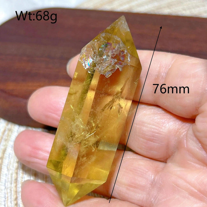 Natural smokey citrine double tower crystal, 76mm, 68g, for energy healing and home decor.