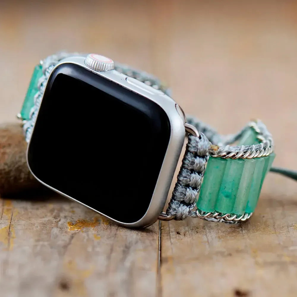 Natural Stone Apple iWatch Band 38-49mm Bohemian Beaded-Bands-Ali-Aventurine-Woman-38-41MM Watch Plate-Crystal Destiny