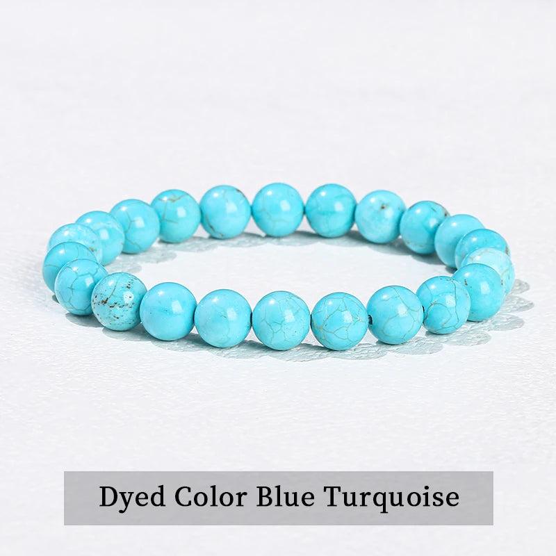 Stretch bracelet featuring vibrant blue turquoise beads, a natural stone design for grounding and healing energy.