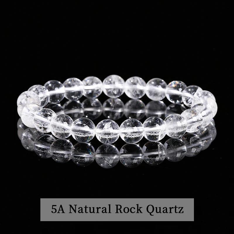 Clear 5A Natural Rock Quartz beaded bracelet, a stretch-fit crystal accessory for clarity and healing energy.