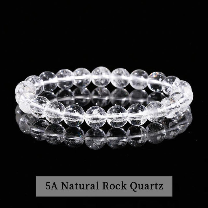 Clear 5A Natural Rock Quartz beaded bracelet, a stretch-fit crystal accessory for clarity and healing energy.