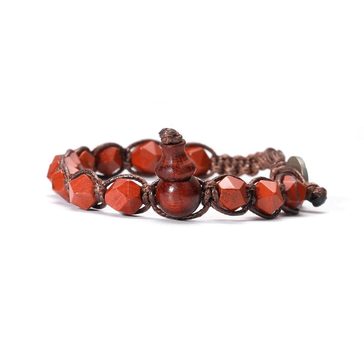 Red Jasper Natural Stone Handwoven Adjustable Unisex Bracelet for grounding and stability.
