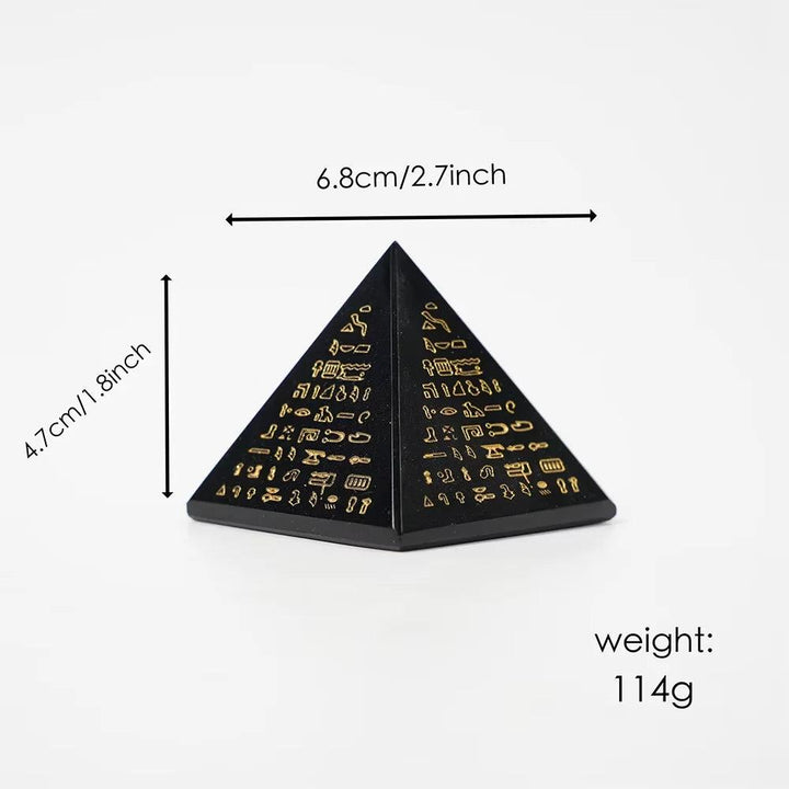 Obsidian Crystal Engraved Pyramid Polished Natural Stone