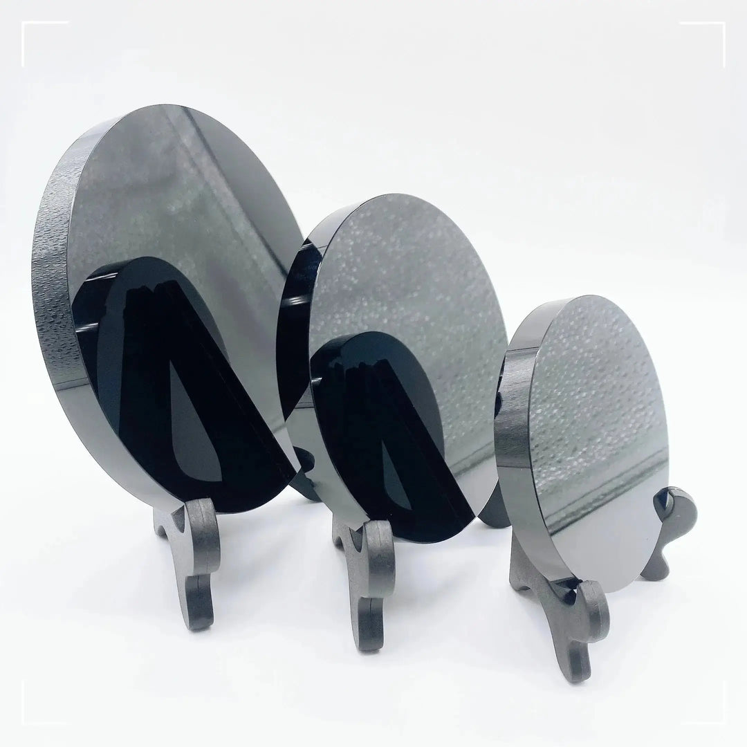 Obsidian Divination Mirrors-Slabs-Ali-Obsidian-80MM With Base-Crystal Destiny