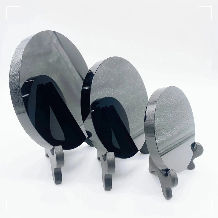 Obsidian Divination Mirrors-Slabs-Ali-Obsidian-80MM With Base-Crystal Destiny