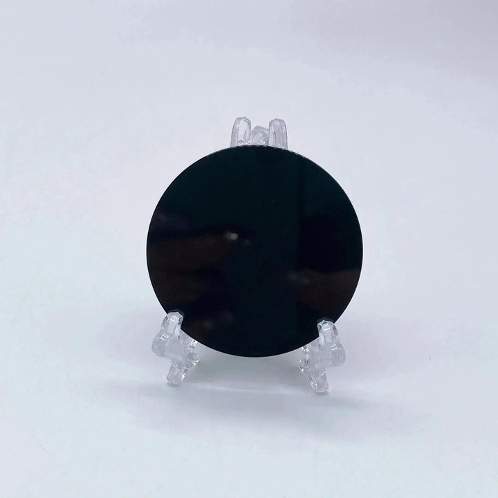 Obsidian Scrying Mirror | Black Obsidian Divination Mirror with Stand