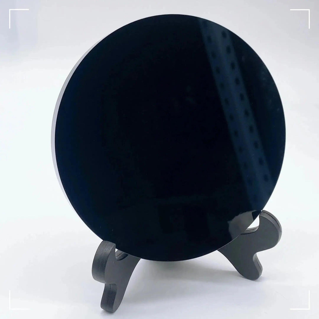 Obsidian Scrying Mirror | Black Obsidian Divination Mirror with Stand