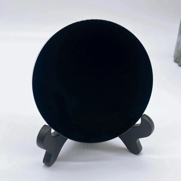 Obsidian Scrying Mirror | Black Obsidian Divination Mirror with Stand