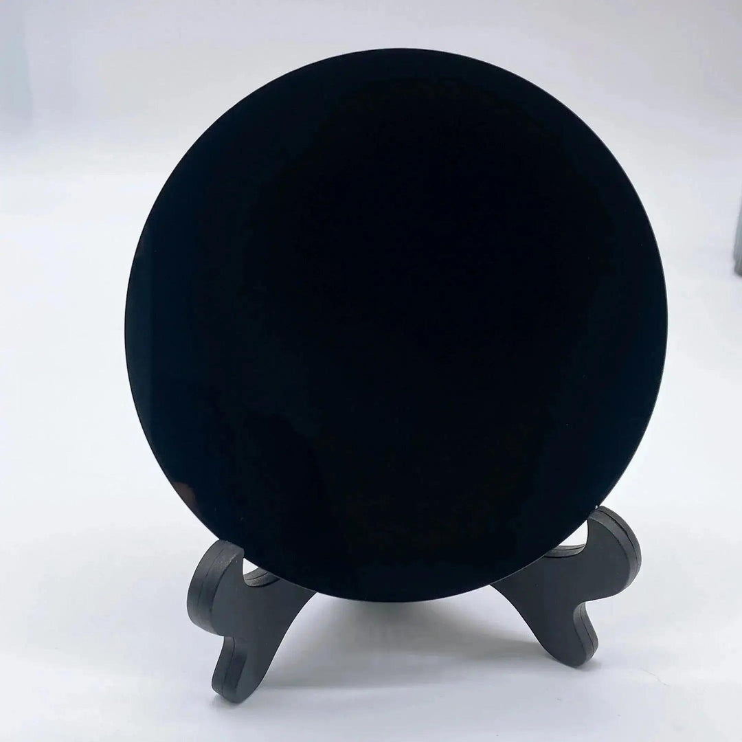 Obsidian Scrying Mirror | Black Obsidian Divination Mirror with Stand
