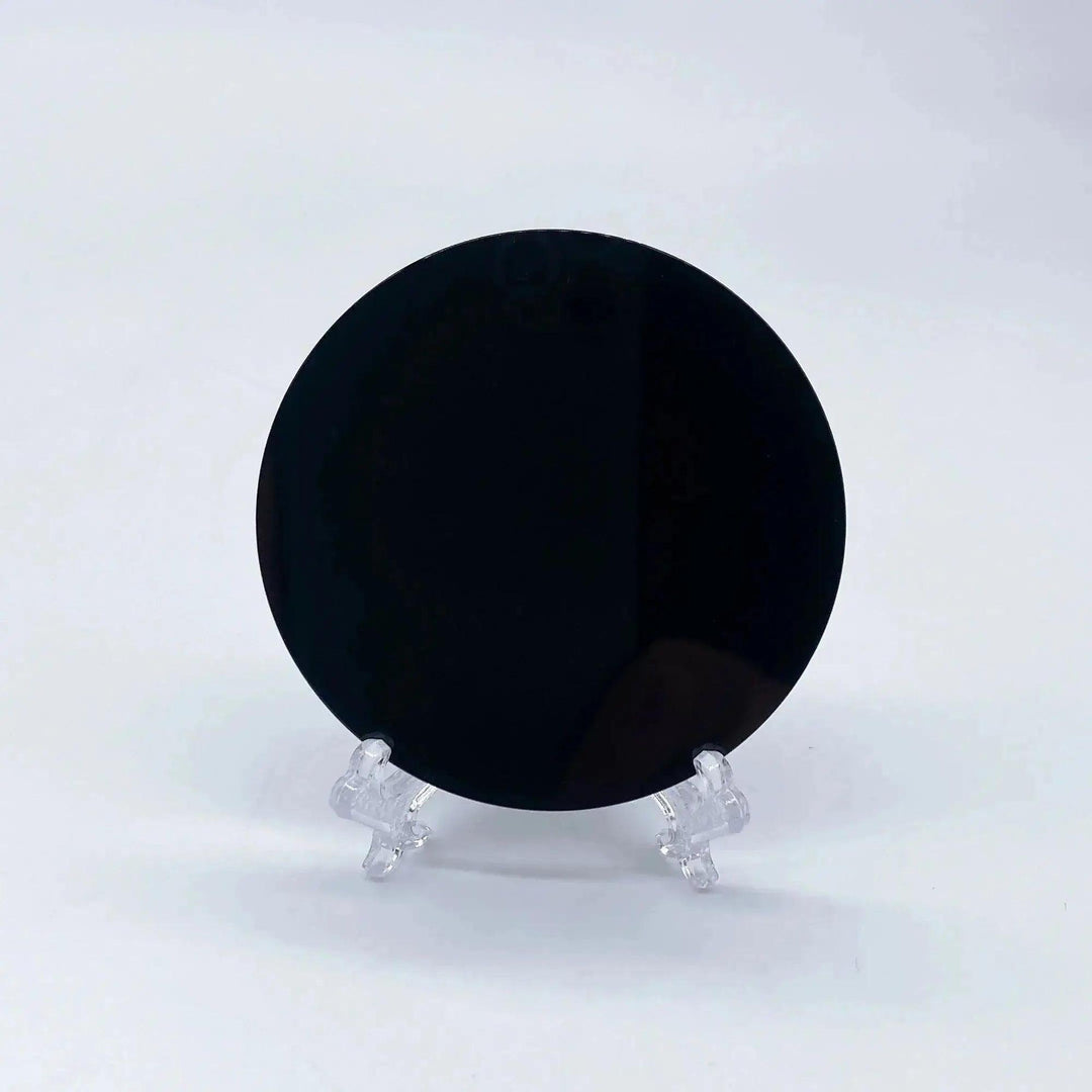 Obsidian Scrying Mirror | Black Obsidian Divination Mirror with Stand