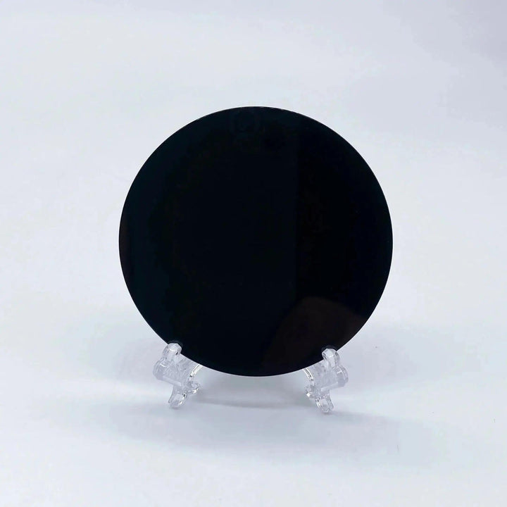 Obsidian Scrying Mirror | Black Obsidian Divination Mirror with Stand